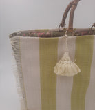 BORSA GRACE TESSUTO RIGHE BICOLORE CON BANDE DIS. GEOMETRICO