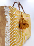 BORSA GRACE TESSUTO TRAMA BICOLOR CON BANDE DAMASCATE
