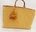 BORSA GRACE TESSUTO TRAMA BICOLOR CON BANDE DAMASCATE