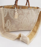 TRACOLLA BEIGE CON LAME' DORATO