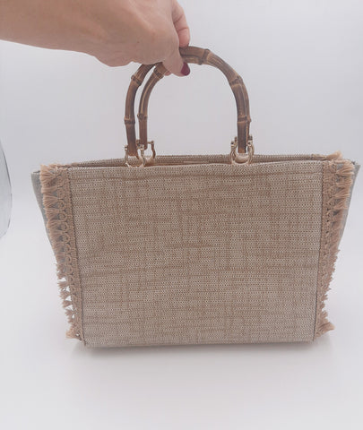 BORSA AUDREY BEIGE LUREX ORO