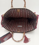 BORSA GRACE VELLUTO DAMASCATO BORDEAUX CON INTERNO JACQUARD