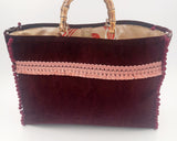 BORSA GRACE VELLUTO DAMASCATO BORDEAUX CON INTERNO JACQUARD