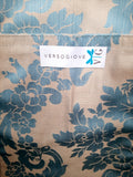 BORSA GRACE VELLUTO ARMATURATO AZZURRO/DAMASCATO ORO CON INTERNO JACQUARD AZZURRO ORO