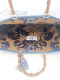 BORSA GRACE VELLUTO ARMATURATO AZZURRO/DAMASCATO ORO CON INTERNO DAMASCATO ORO BLU