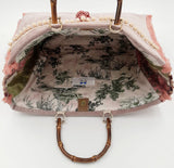 BORSA GRACE VELLUTO ROSA/BROCCATO FANTASIA CON INTERNO CO STAMPA TOILE DE JOUY