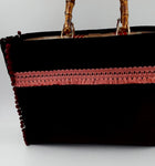 BORSA GRACE VELLUTO DAMASCATO BORDEAUX CON INTERNO JACQUARD